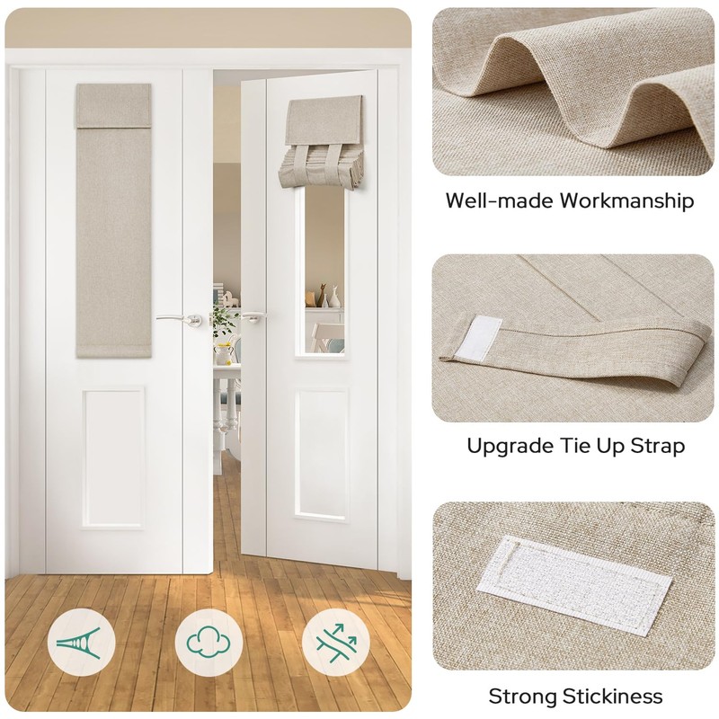 HOMEIDEAS Blackout Linen Sidelight Curtains for Front Door, Side Door