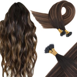 KOCONI 20 Inch Darkest Brown Fading To Chestnut Brown Mixed Nano Ring Hair Extensions Real Human Hair Nano Beads Remy Human Hair Extensions Human Hair 1g/S Nano Tip Hair Extensions Real Hair 50g 2/6/2