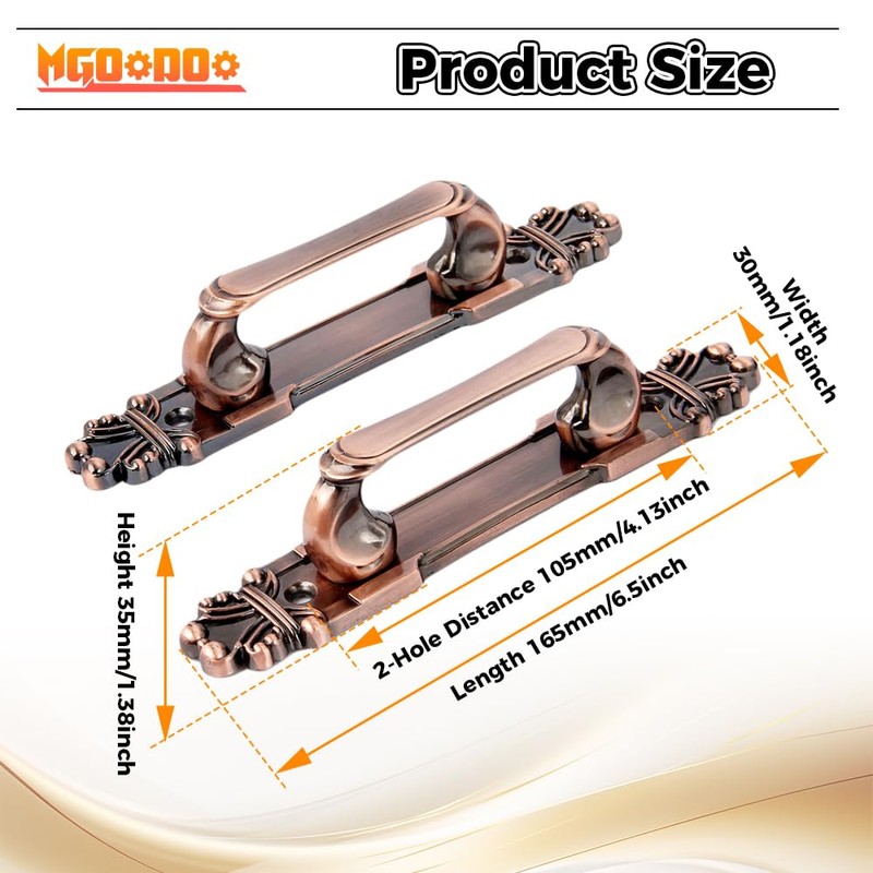 2Pcs Antique Bronze Cabinet Handles,Vintage Cabinet Handles Cupboard Handle 165mm