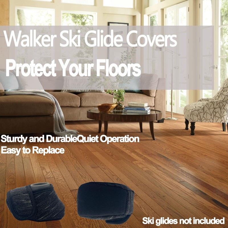 BIVIKEY 4PCS Walker Ski Glide Covers|Set Foldable Walker Accessories Easy-to-Remove