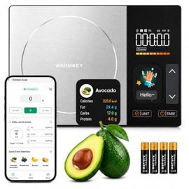 Smart Nutrition Food Scale with App, Color TFT Display for Calorie & Macro Tracking, Tracks 24 Nutrients, 1g/0.1oz Precision, 11lb/5kg Digital Kitchen