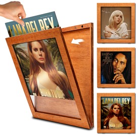 DORNELIA 3-Pack Vinyl Record Frame Display for 12x12 Inch, Front Opening Vinyl Record Storage Display, Record Holder for The Wall, LP Cover Display (Brown, 3 Pack)