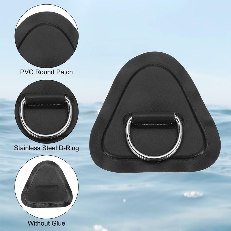 PATIKIL D-Ring Patch, 4 Pcs 3.5" Triangle PVC Patch Pad