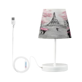 ALAZA Art Paris Eiffel Tower Street Decor Bedside Table Lamp with USB Port 3 Color Temperatures LED Desk Lamp for Bedroom Office M