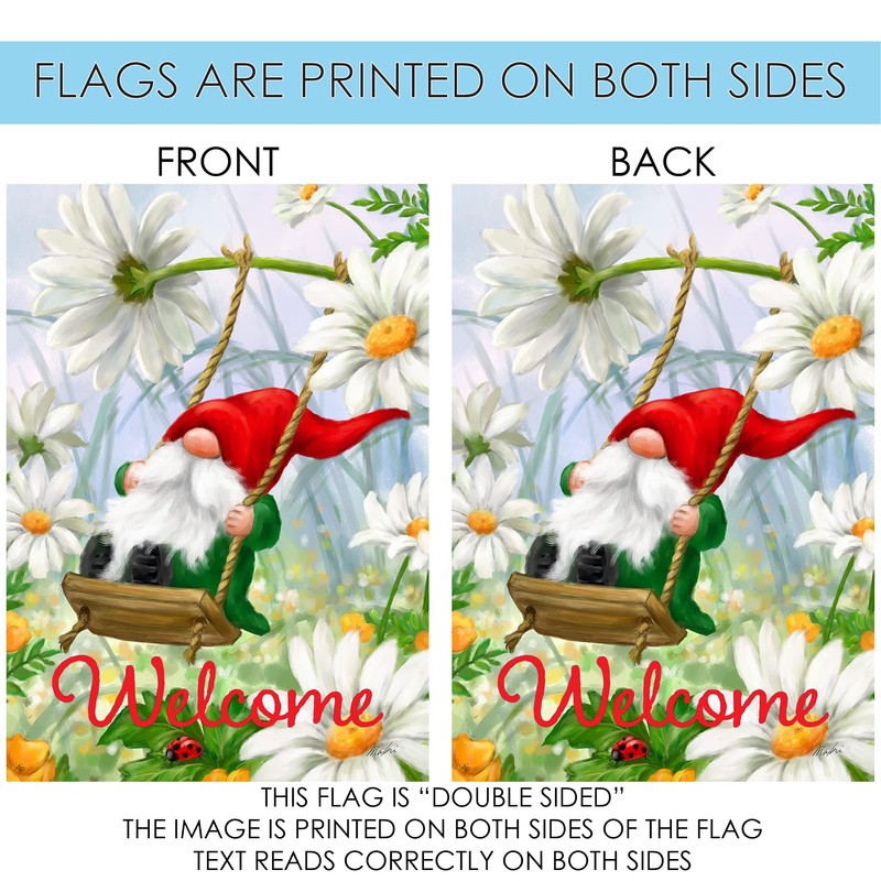 Toland Home Garden 1112626 Welcome Swing Gnome Spring Flag 12