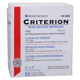 Henry Schein Criterion 4x4” Non-Woven Sponge- Rayon/Polyester Blend, 4-Ply, Sterile- 100 Count (Pack of 2)