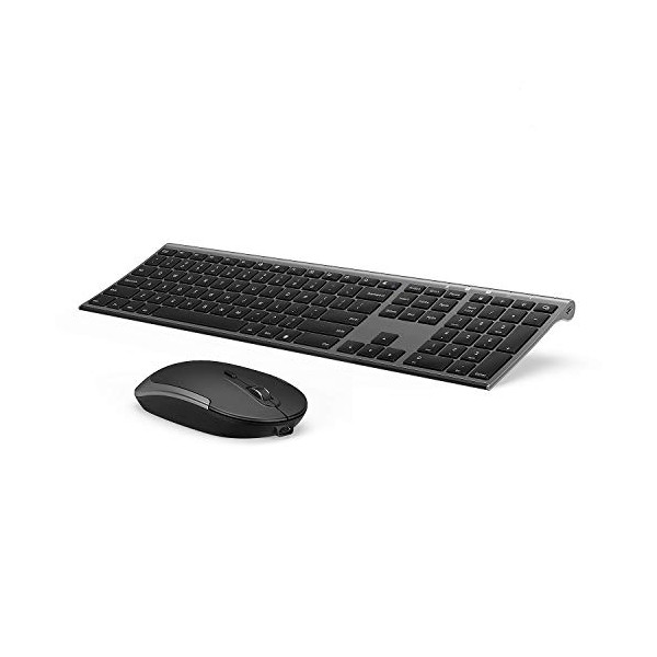 Wireless Keyboard and Mouse, Vssoplor 2.4GHz Rechargeable Compact Quiet Full-Size