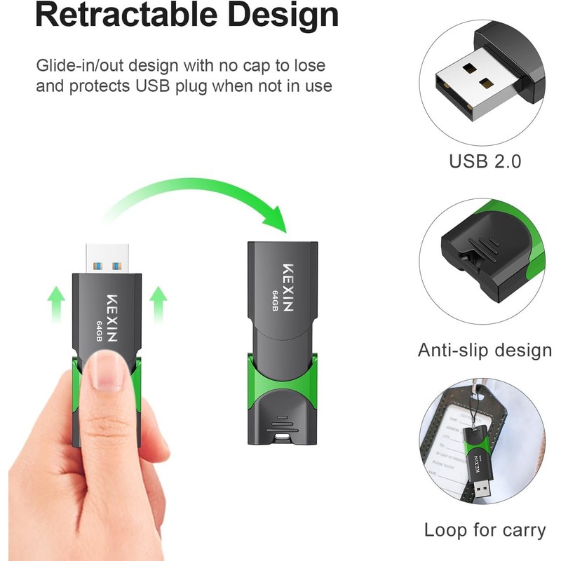 64GB USB Stick 10 Pack KEXIN USB Flash Drive Bulk