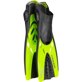Cressi Tonga Short Adjustable Open Heel Fins, Black/Lime, L/XL