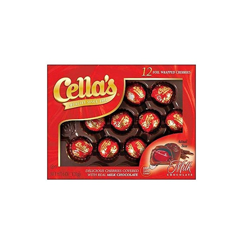 Cella's Milk Chocolate Foil Wrapped Cherries 12 Count Gift Box