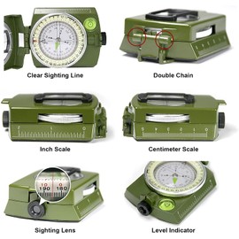Hiking Compass, Military Compass Tactical Survival Navigation Compass Multifunctional Waterproof Sighting Compass with Pouch, Perfect for Camping Hiking and Other Outdoor Activities