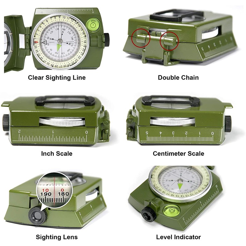 Hiking Compass, Military Compass Tactical Survival Navigation Compass Multifunctional Waterproof