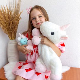WEIGEDU 18" Unicorn Stuffed Animals for Ages 1 2 3 4 5 6 7 8 Years Old, Mommy Unicorn with 3 Babies, Stuffed Unicorn with Baby Plush Toys, Unicorn Gifts for Girls, 18 inches