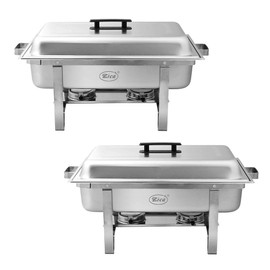 Zica ZC807 2 Packs 8 Quart Full Size Stainless Steel Foldable Frame Chafing Dish Food Warmer Buffet Server, Silver
