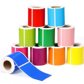 Ctosree 10 Rolls Rectangular Colored Sticker Color Coding Sticker Rolls 10 Colors Rectangle Adhesive Label Solid Colors Label Tags for Inventory Organization, File Classification (2 x 3 Inch)