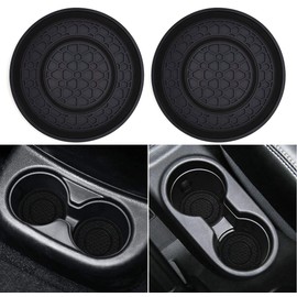 Auprite Non-Slip Anti Dust Mats - 2 Pack 2.75 Inch Diameter Universal Auto Anti Slip Cup Holder Insert Coaster, Durable, Suitable for Most Car Interior (Black)