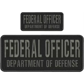 F OFFICER DEPARTMENT OF D EMB PATCH 4X10 AND 2X5 HOOK ON BACK BLACK/GRAY