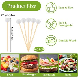 100Pcs Golf Toothpicks for Appetizers, 4.72 Inch Masters Golf Party Decorations, Golf Party Favors For Cocktail Picks,Fruit Skewers