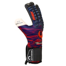 Renegade GK Eclipse Tremor Professional Goalie Gloves with Pro-Tek Fingersaves Black| Blue & Red Soccer Goalkeeper Gloves (Size 10, Adult, Negative Cut, Level 5)