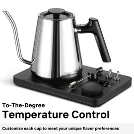 Lafeeca DJ Electric Gooseneck Kettle for Pour Over Coffee & Tea - Water Boiler - Turntable Design - Quick Heating & Temperature Control - Stainless Steel