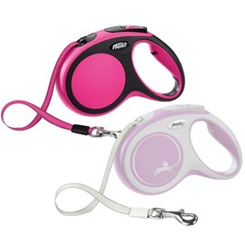 FLEXI New Comfort Retractable Dog Leash (Tape), 16 ft, Medium, Pink/Rose