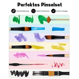 LAOYE Acrylic Paint Brush Set, 32 Watercolour Brush Set, Acrylic Brush, Children's Artist Brush, Round Brush, Cat Tongue Brush, Angled, Flat, Fan Brush for Teenagers, Beginners, Painting Lovers