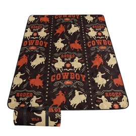 Smell Sunshine Outdoor Picnic Blanket,Portable Sandproof Waterproof Picnic Mat,West Cowboys Printed Camping Beach Mat for Sand and Wet Grass Hiking (West Cowboys L)