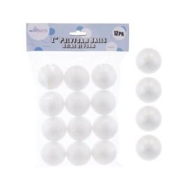Mega Crafts 12 pcs White Poly Craft Foam 2 Inch Ball, Durable, Solid Polystyrene Balls for Arts & Crafts, Ornaments, School Projects, Knitting & Party Favors, Great for Kids, Teachers & Artists