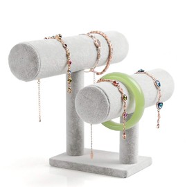 Stratalife Bracelet Holder Stand Velvet Jewelry Display Watch Stand Jewelry Organizer Tower Necklace Bracelet Storage Organizer 2 Tier
