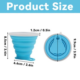 JIMDOAYO 2 Pack Silicone Collapsible Travel Cup with Lids, Portable Folding Camping Cup Sets for Camping Hiking Outdoors Travel, Grey & Blue