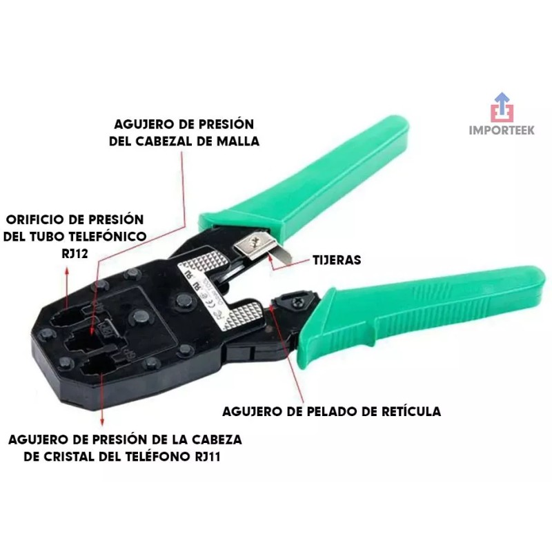 Importeek Pinza Ponchadoras Rj45 Cortador Pela Cables Telefonico Red