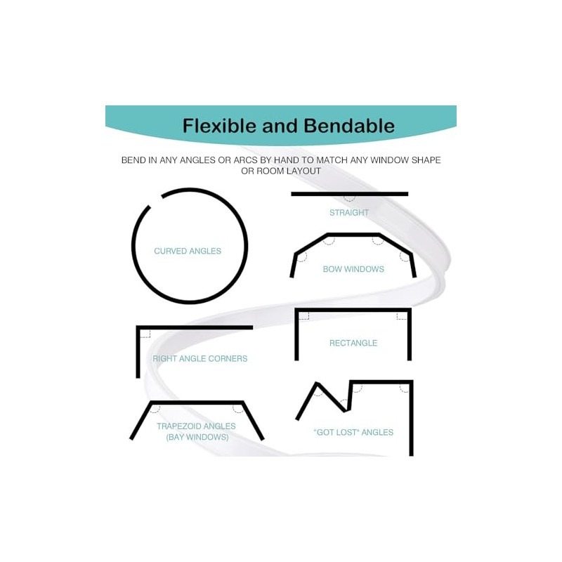 Ceiling Curtain Track Flexible Bendable Ceiling Curtain Rail Set for
