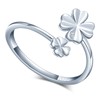 MICGIGI Women's 925 Sterling Silver Open Ring Four Leaf Clover