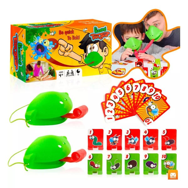 Maíz Juego Mesa Rana Camaleon Lengua Atrapa Cartas Insectos