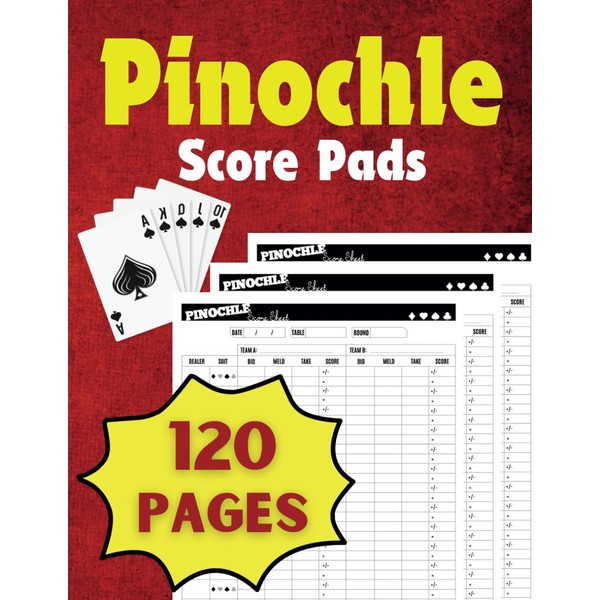 Pinochle Score Pads: Pinochle Score Cards, 120 pages Large print
