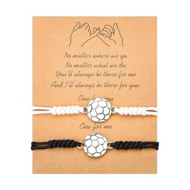 Soccer Matching Bracelet for Soccer Lovers Christmas Birthday Gift for Men Women Couples Encouragement Braided Bracelets for Football Player Bracelet for 2 Long Distance Friendship Gifts for Friends