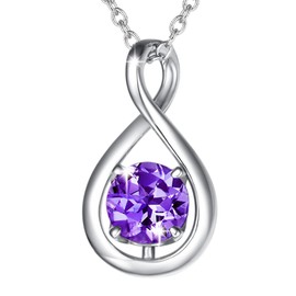 FANCIME 925 Sterling Silver February Birthstone Necklace, Infinity Amethyst Necklace with Fine Jewellery Box Christmas Birthday Valentine's Day Present for Women Girl