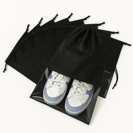 Crystal craft Shoe Storage Bag, Non-woven Fabric, 12.6 x 17.3 inches (32 x 44 cm), Pack of 10 [Black]