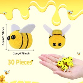 Kapokr Pack of 30 Bee Decoration Small Felt Bee Craft Decoration Wool Felt Bee Decoration Small Bee Figures Confetti Mini Bee for Baby Shower Costume DIY Craft Pendant Hat Decoration