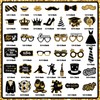 Prom Photo Booth Props, 39Pcs Black Gold and Silver Prom