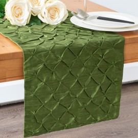 The White Petals - Bufandas de tocador de color verde musgo | Acabado correcto, sin bordes deshilachados | para el hogar, cocina, comedor, vacaciones, decoración de fiesta de boda – plisado, 14 x 36 pulgadas, paquete de 1