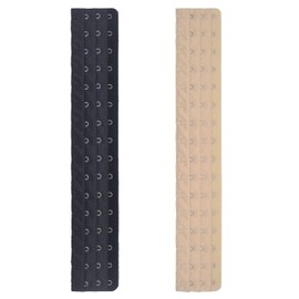 DoHope Longline Bra Back Corset Extenders for Bustiers Shapewear Waist Cincher, 16 Hooks (2pcs Black&dark Beige), Large