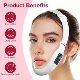Ceymodir V-Face Shaper - Electric Double Chin Reduces & Face Slimming Device with 8 Massage Modes, 15 Intensity Levels for Women - Lift & Define Jawline