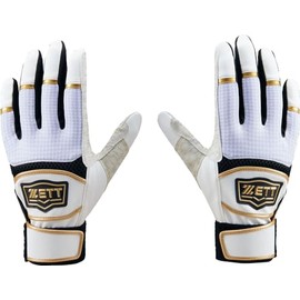 ZETT BG15013A Baseball Batting Gloves, Non-slip, General Use, Ambidextrous, White x White (1111), L