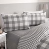 OHS Grey Double Duvet Set, Reversible Check Bedding Super Soft