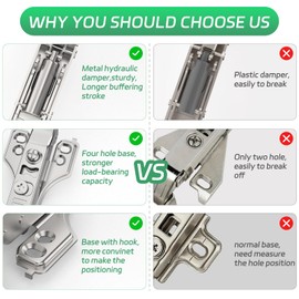 COSYCOVE 2 Pairs 4 Packs Full Overlay Soft Close Cabinet Hinges,3/4 inch Face Frame Soft Close Hinges with Hydraulic Damper,Concealed 3D Adjustable for Frame&Frameless Cabinets