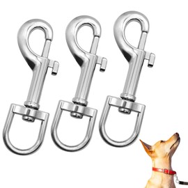 3 Pack Swivel Snap Hooks, Heavy Duty Dog Lead Clip Clasp 360° Swivel Joints Trigger Clips Heavy Duty Trigger Clips, Zinc Alloy Lobster Claw Clasps for Dog Leashes, Camping Keyring (Silver)