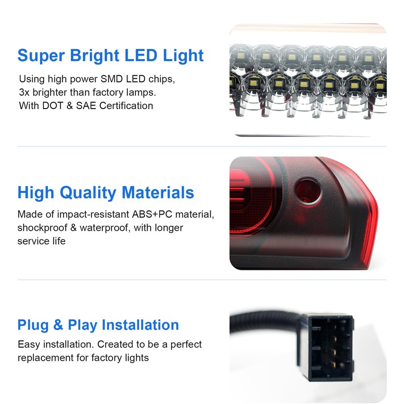 SHINEFIT LED 3rd Brake Light Replacement for Ram 1500 2002-2008