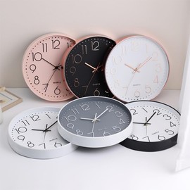 LONBUYS Wall Clock Silent No Ticking Accurate Quartz Sweep Movement Modern Decor for Living Room Bedroom Office (Rose Gold-1)