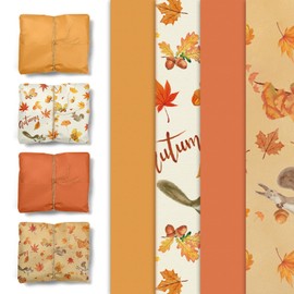 NICROHOME EUR Fall Wrapping Tissue Paper, 24 Sheet Orange Autumn Maple Leaves Gift Wrap Tissue Paper for Fall Baby Shower Wedding Party Decor, Thanksgiving Day Gift Packaging Supplies 15 x 20 Inch
